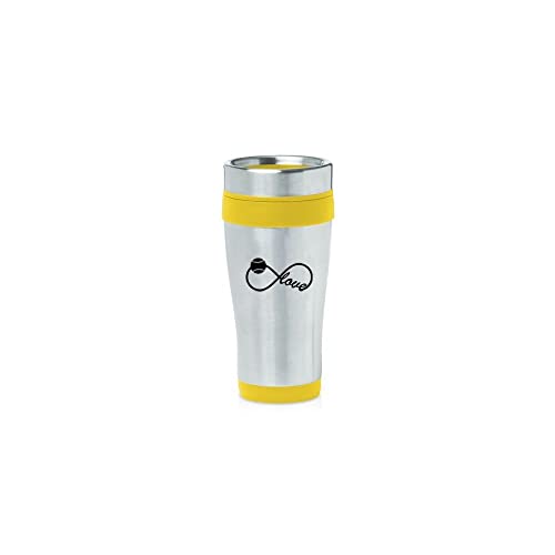 Yellow 16oz Insulated Stainless Steel Travel Mug Z2033 Infinity Infinite Love for Baseball Softball,MIP