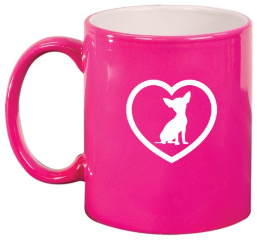 Heart Chihuahua Ceramic Coffee Tea Mug Cup Hot Pink
