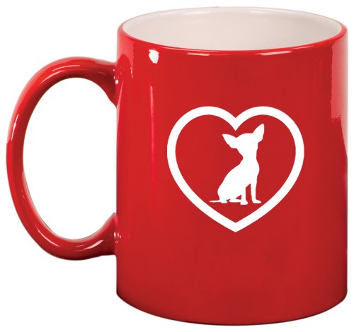 Heart Chihuahua Ceramic Coffee Tea Mug Cup Red