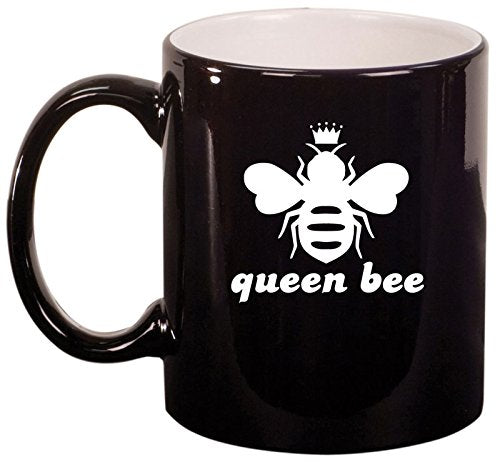 Ceramic Coffee Tea Mug Cup Queen Bee (Black)