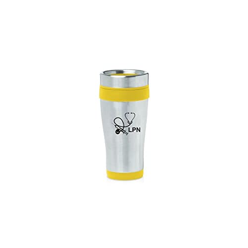 Yellow 16oz Insulated Stainless Steel Travel Mug Z1449 Licensed Practical Nurse LPN,MIP