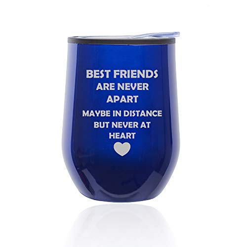 Stemless Wine Tumbler Coffee Travel Mug Glass With Lid Best Friends Long Distance Love