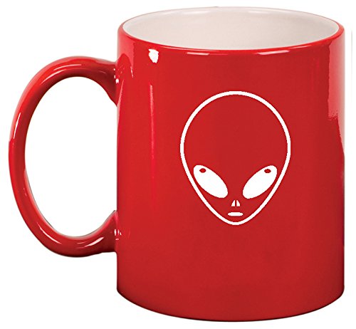 Ceramic Coffee Tea Mug Cup Alien Head (Red)