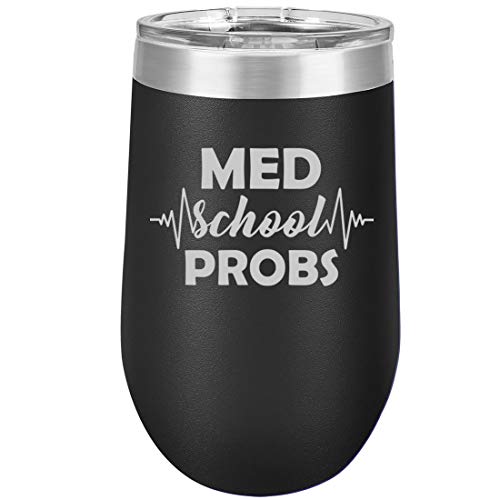 16 oz Double Wall Vacuum Insulated Stainless Steel Stemless Wine Tumbler Glass Coffee Travel Mug With Lid Med School Problems Medical