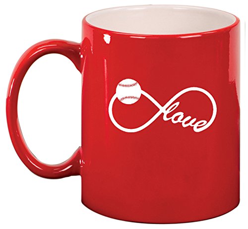 Ceramic Coffee Tea Mug Cup Infinity Infinite Love for Baseball Softball (Red)