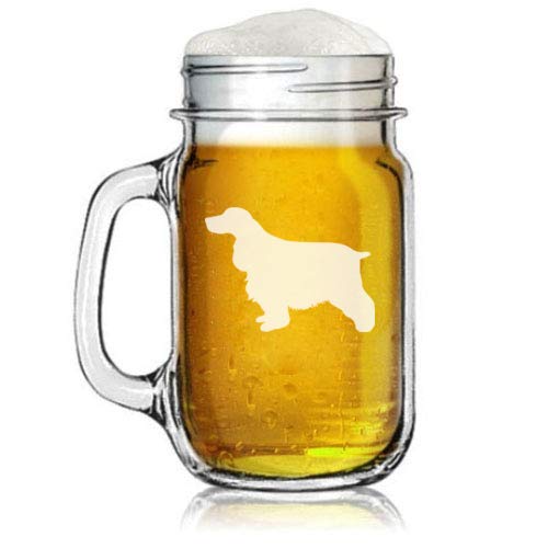 16oz Mason Jar Glass Mug w/Handle Cocker Spaniel