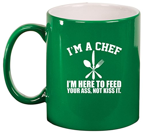 Ceramic Coffee Tea Mug Chef Here to Feed You (Green)