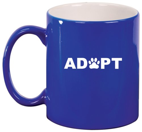 Adopt Paw Print Ceramic Coffee Tea Mug Cup Blue