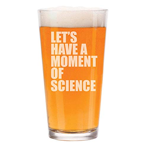 16 oz Beer Pint Glass Funny Geek Let's Have A Moment Of Science