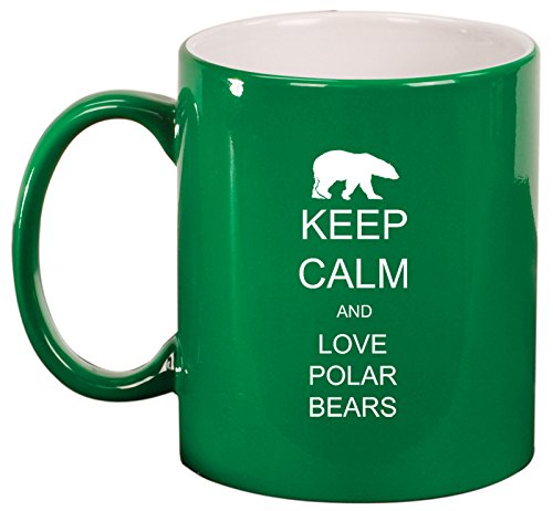 Ceramic Coffee Tea Mug Keep Calm and Love Polar Bears (Green)