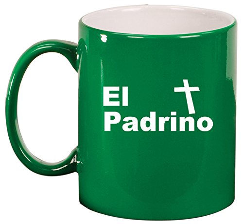 Ceramic Coffee Tea Mug Cup El Padrino Christening Baptism Godfather (Green)