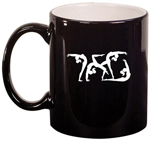 Ceramic Coffee Tea Mug Cup Female Gymastics (Black)