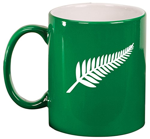 Ceramic Coffee Tea Mug Cup New Zealand Silver Fern (Green)