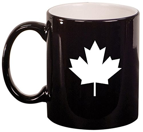 Ceramic Coffee Tea Mug Cup Maple Leaf (Black)