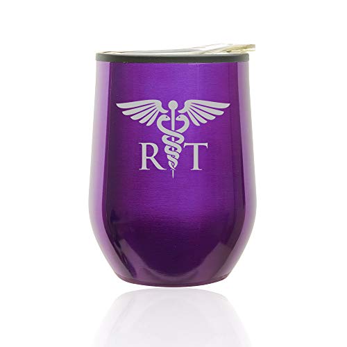 Stemless Wine Tumbler Coffee Travel Mug Glass With Lid RT Respiratory Therapist (Royal Purple)
