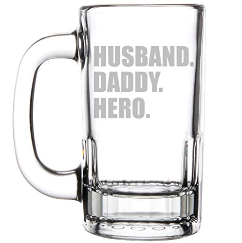 12oz Beer Mug Stein Glass Father Dad Husband Daddy Hero