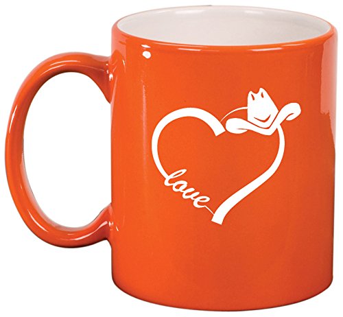 Ceramic Coffee Tea Mug Cup Love Heart Country Cowgirl (Orange)