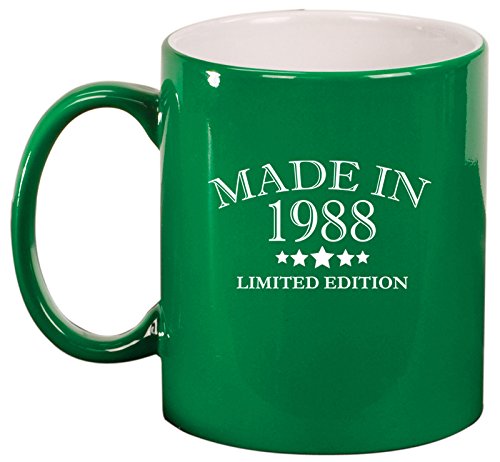 Ceramic Coffee Tea Mug Cup Made In 1988 Birthday 30th Birthday (Green)