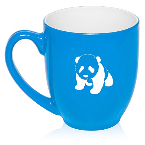 16 oz Large Bistro Mug Ceramic Coffee Tea Glass Cup Baby Panda (Light Blue)