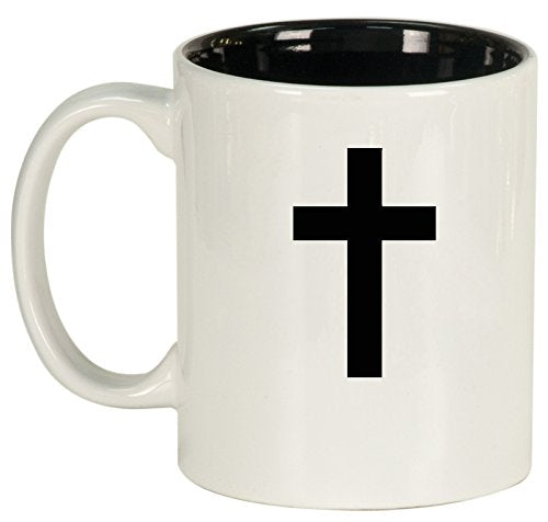 Ceramic Coffee Tea Mug Cup Cross Christian (White)