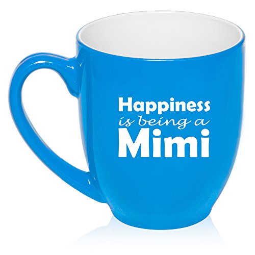 16 oz Large Bistro Mug Ceramic Coffee Tea Glass Cup Happiness Is Being A Mimi (Light Blue)