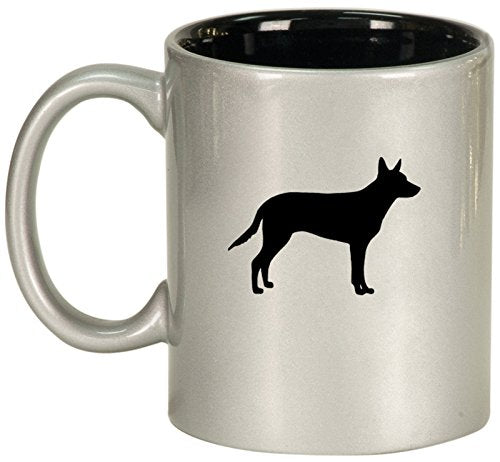 Ceramic Coffee Tea Mug Cup Australian Kelpie (Silver)