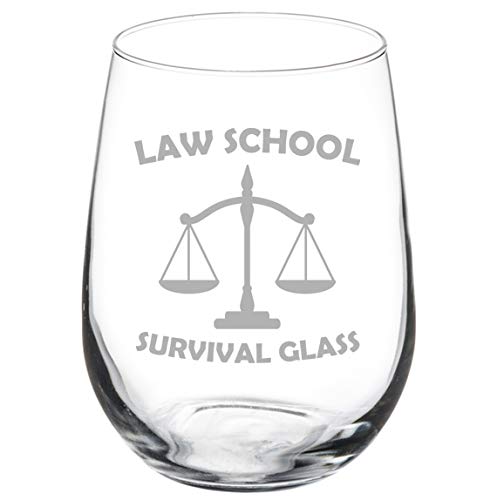 Wine Glass Goblet Law School Survival Glass Lawyer Paralegal Funny (17 oz Stemless)