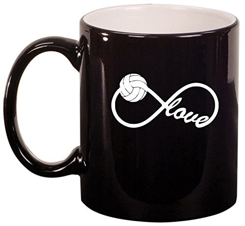 Ceramic Coffee Tea Mug Cup Infinity Infinite Love Volleyball (Black)