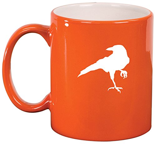 Ceramic Coffee Tea Mug Cup Crow Raven Blackbird (Orange)