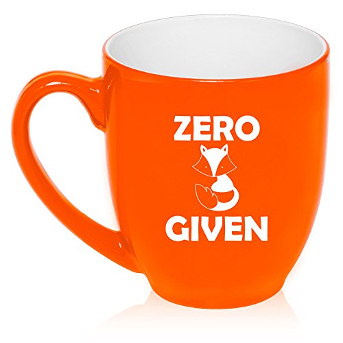 16 oz Large Bistro Mug Ceramic Coffee Tea Glass Cup Zero Fox Given Funny (Orange)