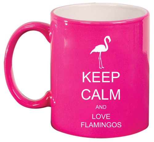 Keep Calm and Love Flamingos Ceramic Coffee Tea Mug Cup Hot Pink