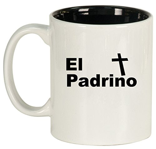 Ceramic Coffee Tea Mug Cup El Padrino Christening Baptism Godfather (White)