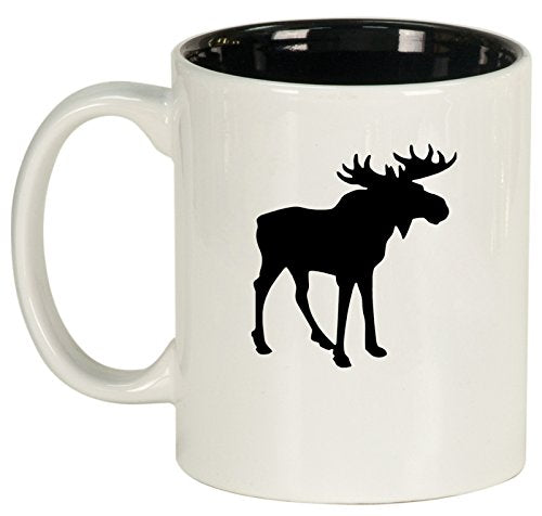 Ceramic Coffee Tea Mug Cup Moose (White)