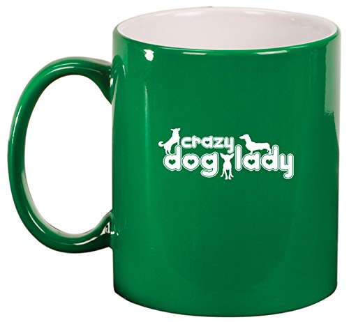Ceramic Coffee Tea Mug Crazy Dog Lady (Green)