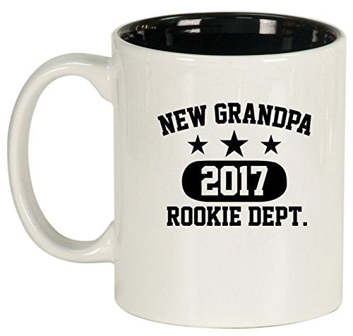 Ceramic Coffee Tea Mug Cup New Grandpa 2017 Grandfather Rookie Dept (White)