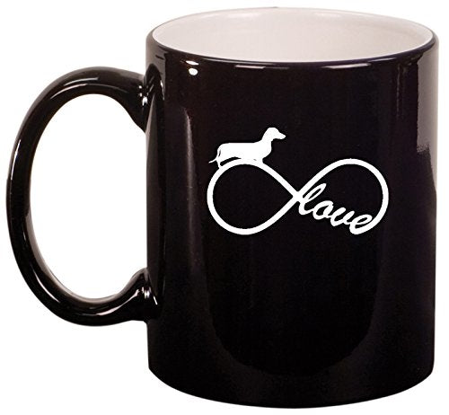 Ceramic Coffee Tea Mug Infinity Love Dachshund (Black)