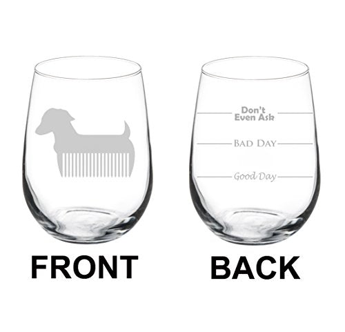 Wine Glass Goblet Two Sided Pet Dog Grooming Cat Groomer Salon (17 oz Stemless)