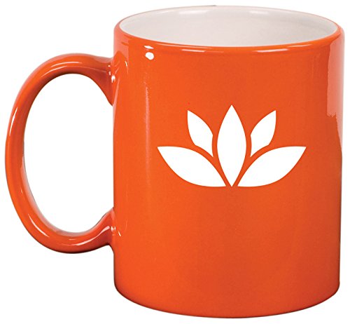 Ceramic Coffee Tea Mug Cup Yoga Lotus Icon (Orange)
