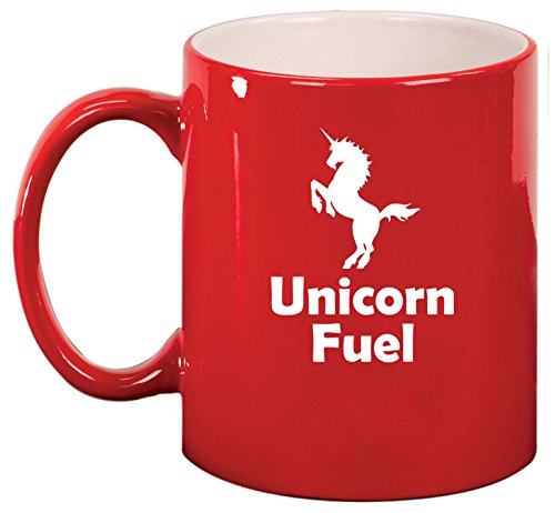 Ceramic Coffee Tea Mug Cup Unicorn Fuel (Red)