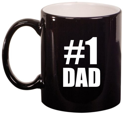 #1 Dad Ceramic Coffee Tea Mug Cup Black Gift for Dad