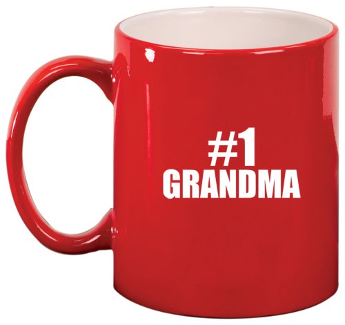 #1 Grandma Ceramic Coffee Tea Mug Cup Red Gift for Grandma
