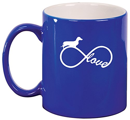 Ceramic Coffee Tea Mug Infinity Love Dachshund (Blue)