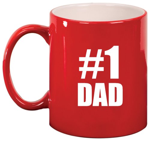 #1 Dad Ceramic Coffee Tea Mug Cup Red Gift for Dad