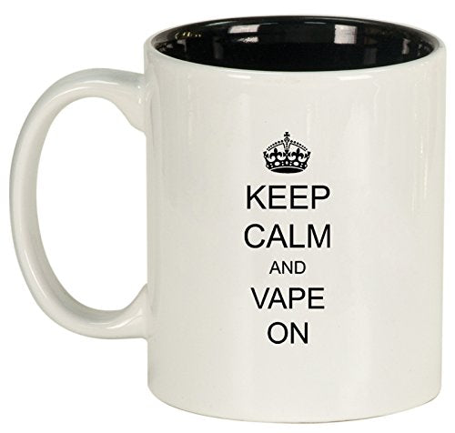 Ceramic Coffee Tea Mug Keep Calm and Vape On (White)
