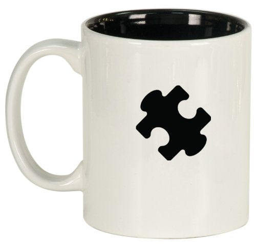 White Ceramic Coffee Tea Mug Puzzle Piece