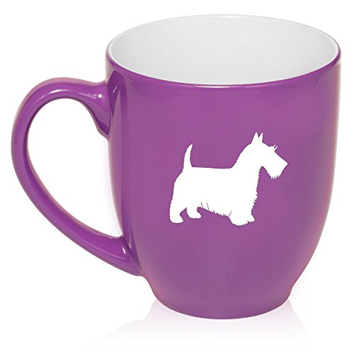 16 oz Large Bistro Mug Ceramic Coffee Tea Glass Cup Scottie Scottish Terrier (Purple)
