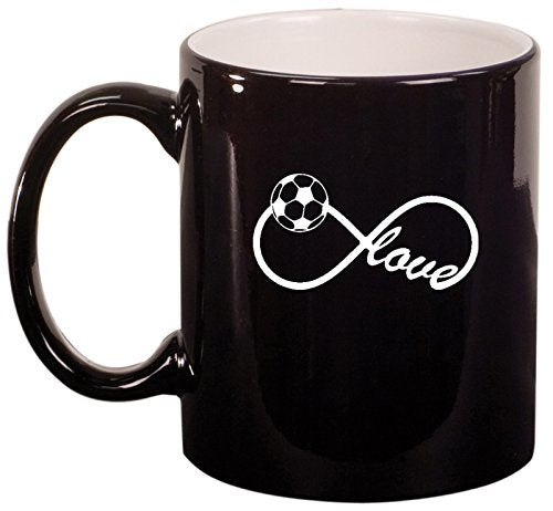 Ceramic Coffee Tea Mug Infinity Love for Soccer (Black)