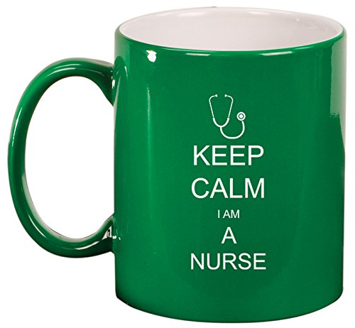 Ceramic Coffee Tea Mug Keep Calm I Am A Nurse (Green)