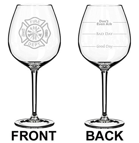 Wine Glass Goblet Two Sided Fire Department Firefighter (20 oz Jumbo)