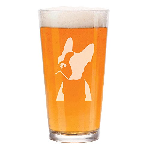 16 oz Beer Pint Glass Boston Terrier Face